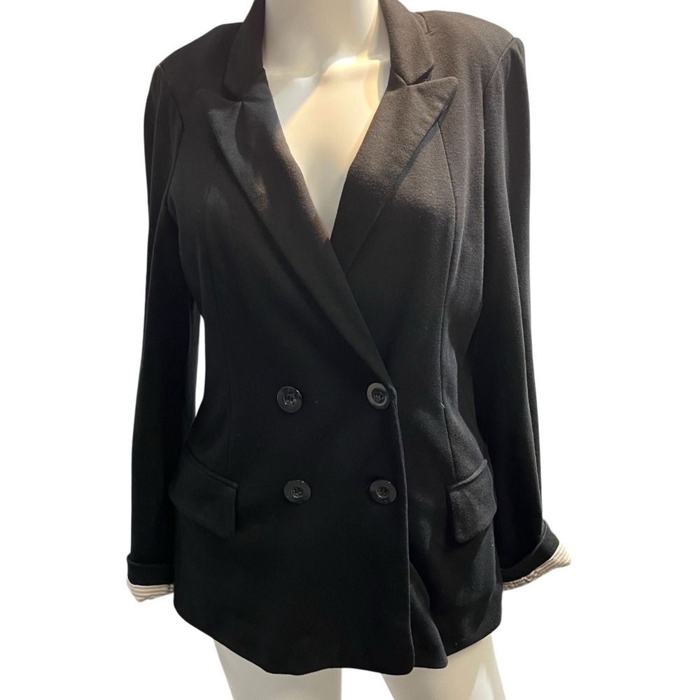 Cartonnier Blazer Jacket Black Double Breasted Size S Structured Office Career